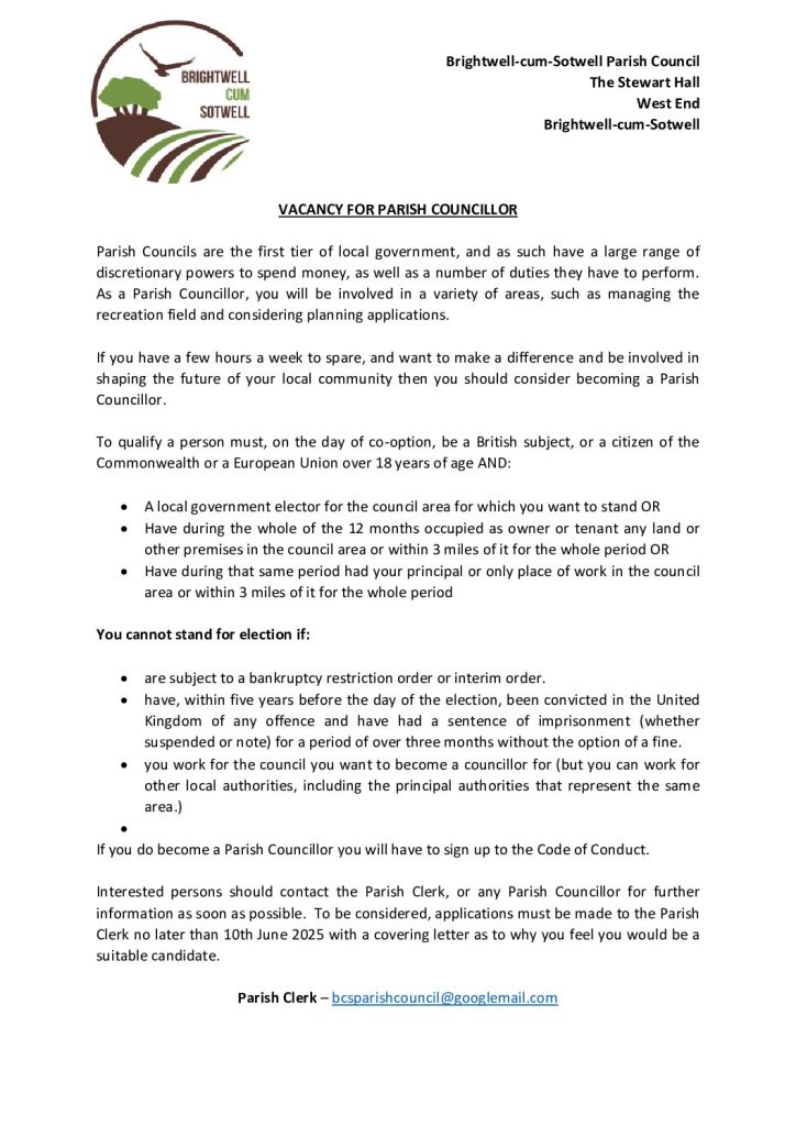 PARISH COUNCIL VACANCY